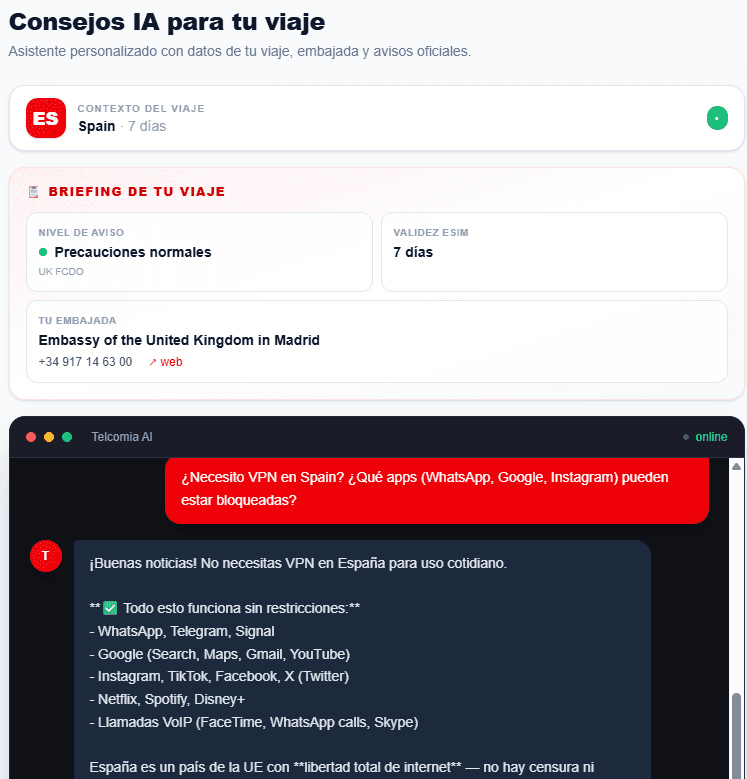 AI assistant in the dashboard: trip context and briefing